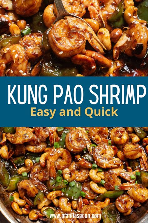 Easy Kung Pao Shrimp with Cashews - Manila Spoon Cashew Shrimp Stir Fry, Cashew Shrimp Recipe, Kung Pao Shrimp, Lobster Dishes, Chinese Cooking Recipes, Takeout Food, Fall Comfort Food, Easy Seafood Recipes, Shrimp Dishes