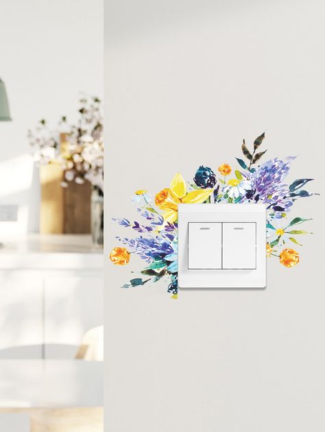 Lightswitch Ideas Painting, Switch Board Art, Wall Art Diy Paint, Floral Home Decor, Wall Painting Decor, Wall Paint Designs, Mural Wall Art, Cute Room Decor, Dream House Decor