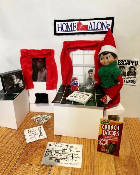 ELF ON THE SHELF IDEAS on Instagram: “Keep the change, ya’ filthy animal! 🍕 December 3rd. #homealone #elfontheshelf #elfontheshelfideas” Elf On Shelf Home Alone, Elf Home Alone, Home Alone Elf On The Shelf Ideas, Elf On The Shelf Home Alone, Home Alone Elf On The Shelf, Im Back Elf On Shelf Ideas, Elf On The Shelf Ideas 2023, I’m Back Elf On The Shelf, Elves Ideas