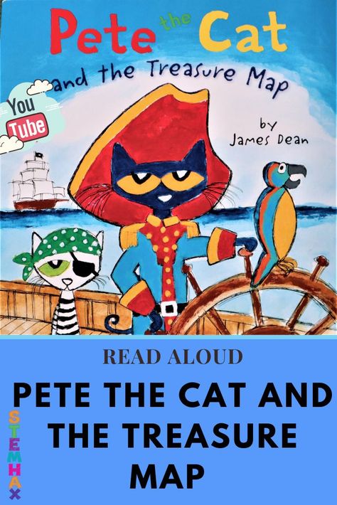 Today we read aloud is "Pete the Cat and the Treasure Map" written by James Dean. This version of the book was published by HarperCollins in 2017. Kids will love this fun book about finding a treasure and is a great way to introduce the importance of maps with young children. Visit us on YouTube and read the description for FREE Lesson plan ideas. #petethecat #map #treasure #readaloud #book #kids #PreK #Kindergarten #1stgrade #2ndgrade #teacher #disctancelearning #homeschool Giant Sea Monster, Pirate Activities, Sea Adventure, Map Reading, Map Activities, Pirate Day, Pirate Adventure, Treasure Map, Free Lesson Plans