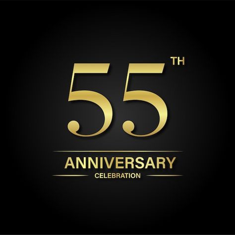 55th Anniversary, Psd Icon, Anniversary Celebration, Vector Photo, Black Background, Premium Vector, Black Backgrounds, Gold Color, Social Media