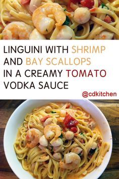 Tomato Vodka Sauce, Dinner Reciepes, Bay Scallop Recipes, Scallop Recipes Pasta, Shrimp And Scallop Recipes, Linguini Pasta, Bay Scallops, Vodka Sauce Recipe, Seafood Pasta Recipes