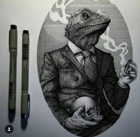 Paul Jackson Artist, Paul Jackson, Hybrid Art, Sketch Tattoo Design, Dark Art Illustrations, Komodo, Art Prompts, Art And Illustration, Ink Illustrations