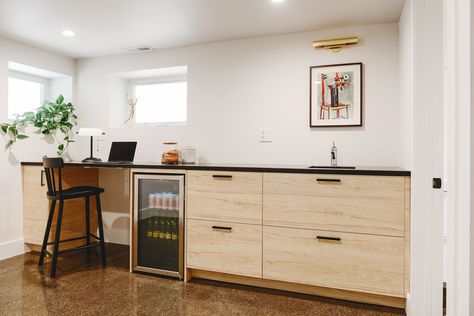 Our IKEA den kitchenette with ASKERSUND cabinet fronts and under cabinet regriferator, workstation and bar sink. | via Yellow Brick Home #ad #MyIKEAUSA⁠ @ikeausa Ikea Kitchenette, Studio Kitchenette, Office Kitchenette, Kitchenette Ideas, School Kitchen, Shed Makeover, Yellow Brick Home, Cabinet Fronts, Ikea Store