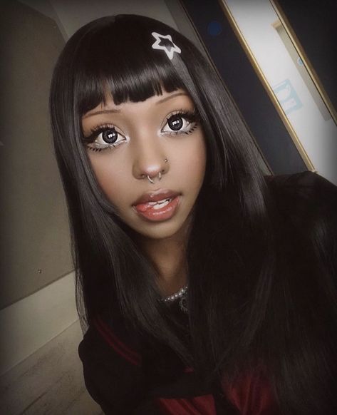 Black Egirl Makeup, Gyaru Makeup, Doll Eye Makeup, Cool Makeup Looks, Kawaii Hairstyles, Colorful Eye Makeup, Cute Makeup Looks, Creative Makeup Looks, Pretty Makeup