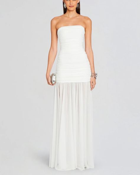 roundup: trending drop waist & corset style dresses | shop these looks & more via link in bio 🤍 #trending #bridaltrends #2024bride #weddingstyle #bridalstyle #weddingstylist Long Dress For Party, Tube Top Maxi Dress, Bridal Reception Dress, Nightwear Dress, Adele Dress, Dress For Party, Contemporary Bride, Bachelorette Party Bride, Rehearsal Dinner Dresses