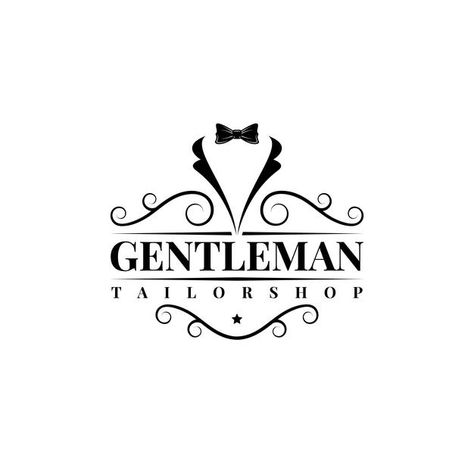 Logo For Tailor, Men Fashion Brand Logo, Suit Logo Design, Tk Logo, Fashion Design Logo, Tailor Clothes, Suit Logo, Bow Tie Tuxedo, Classic Logo Design