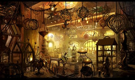 Mystery Shop, Steampunk Rooms, Steampunk Shop, Concept Art Tutorial, Star Wars Halloween, Lemony Snicket, Location Inspiration, Landscape Concept, Fantasy Collection