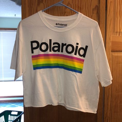 Cropped Polaroid T-Shirt From Aeropostale. Worn Maybe One Time So In Brand New Condition Polaroid White, Cropped T Shirt, Top T Shirt, White Crop, White Crop Top, One Time, Vintage Tees, Aeropostale, Colorful Shirts