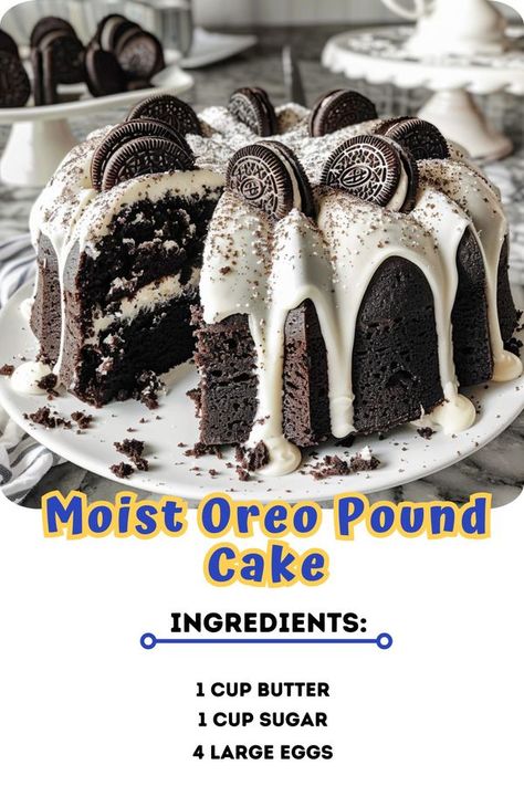 Oreo Pound Cake Recipe, Oreo Pound Cake, Pound Cake Recipe, Pound Cakes, Pound Cake Recipes, Cake Ingredients, Pound Cake, Chocolate Desserts, 2 Cups