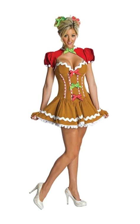 Ginger Bread Adult Christmas Costume - RUBIES Gingerbread Costume, Gingerbread Outfit, Gingerbread Man Costumes, Xmas Costumes, Ladies Fancy Dress, Christmas Dress Up, Gingerbread Girl, Funny Costumes, Costumes For Sale