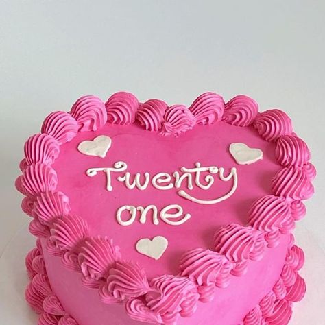 Hot Pink 21st Birthday Cake, Pink Love Heart Cake, Hot Pink Bday Cake, Hot Pink Heart Cake, Neon Pink Cake, Bright Pink Cake, Hot Pink Birthday Cake, 18th Bday Cake, Hot Pink Cake