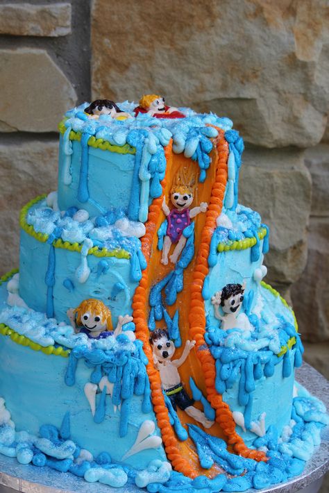 Waterslide Cake, Swimming Pool Cake, Swimming Cake, Pool Party Cakes, Pool Cake, Pool Party Decorations, Pool Birthday, Fun Life, Water Party