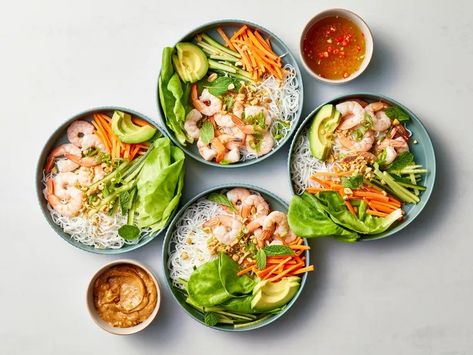 Spring Roll Bowl Recipe Nuoc Cham Sauce, Spring Roll Bowl, Spring Roll Bowls, Shrimp Spring Rolls, Recipes Shrimp, Vermicelli Noodles, Butter Rice, Duck Sauce, Spring Roll