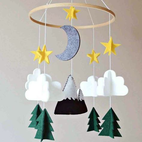 Accessories you need in your adorable woodland nursery— Baby Crib Mobile Hanging Ornament Hanging Crib Mobile, Night Nursery, Crib Accessories, Hanging Crib, Woodland Mobile, Girl Woodland, Cot Mobile, Girl Cribs, Felt Mobile