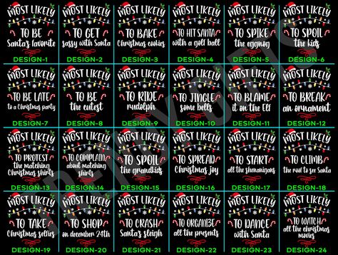 190 Quotes Most Likely To Christmas Shirt,Long Sleeve,Matching Christmas,Family Christmas Tee,Thanksgiving,Christmas Party Pjs,XMAS 2024 Tee,Long Sleeve Shirt,Christmas Hallmark,Christmas Cruise Tee,Family Christmas Gift,Christmas Eve Tee,Christmas Day Gift,Our First Christmas Gift,Christmas Wife Gift,Christmas Boyfriend Gift 🌿Our Products: Unisex T-Shirt , Women Vneck Shirt , Tank Tops , Adult Sweatshirt , Youth Sweatshirt, Hoodie ,Long Sleeve, Youth Shirt, Toddler Shirt, Baby BodySuit 📌Solid Colors are 100% SoftLume combed and ring-spun cotton. Heather colors are 60% combed and ring-spun cotton / 40% polyester. We're working with different shirt brands based on the color/size availability. All shirts we use are soft style, not heavy cotton. 📌Free shipping on orders $35 or more ❓❓HOW D Christmas Shirts For Family Funny, Most Likely Too Christmas Shirts, Mostly Likely Christmas Shirts, Family Christmas Shirts Ideas, Family Funny Christmas Shirts, Fun Family Christmas Shirts, Christmas Shirts Most Likely To, Christmas Work Shirts, Christmas Superlatives Shirts