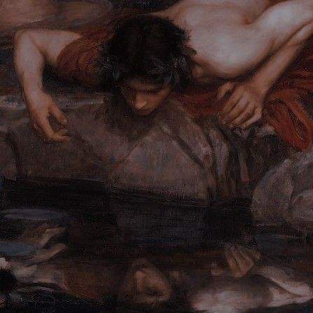 Narcissus Greek Mythology, Narcissus Greek, Greek Mythology Aesthetic, Hades Aesthetic, Ancient Greece Aesthetic, Mythology Aesthetic, Greece Mythology, Greek Paintings, Goddess Aesthetic