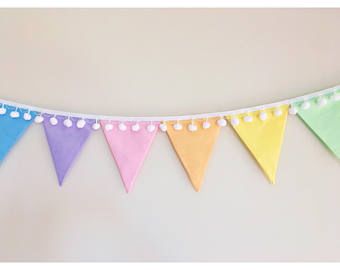 Pastel Bunting, Felt Bunting, Rainbow Bunting, Birthday Bunting, Ramadan Crafts, Dekor Diy, Pastel Decor, Banners Buntings, Diy Birthday Decorations