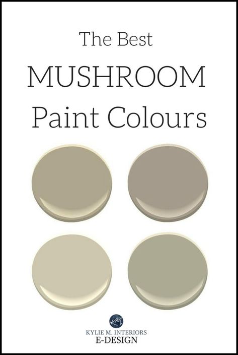 The Best Mushroom Paint Colours, Benjamin Moore and Sherwin Williams Kylie M INteriors E-design, online paint color consulting Mushroom Color Paint, Mushroom Colors, Big Houses Interior, Kylie M Interiors, Beige Paint Colors, Interior Paint Colors Schemes, Best Interior Paint, Mushroom Paint, Beige Paint