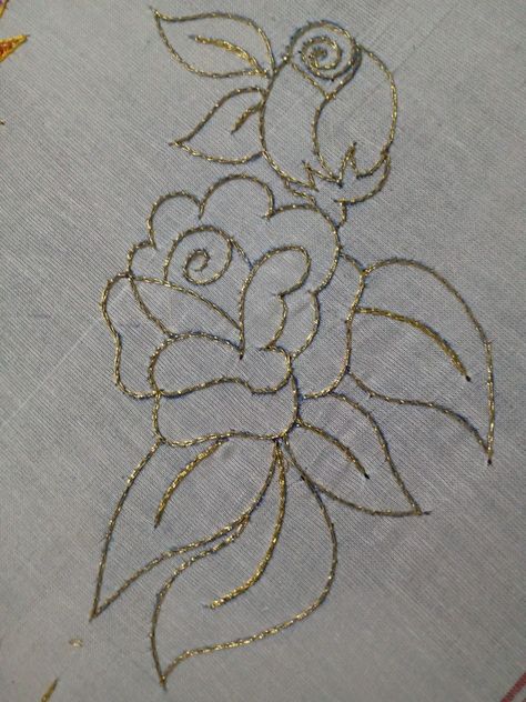 Chain Work Embroidery, Nib Painting Designs, Aari Motif Designs Simple, Zari Thread Design In Aari, Aari Work Tracing Patterns Flower, Aari Design Pattern Drawing, Chain Stiching Designs, Zardosi Embroidery Motif Simple, Aari Work Drawing