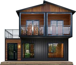 Barn Homes Double Story Flat Pack House with Bathroom and Kitchen, Foldable Tiny Home, 20ft & 40ft, Mobile House, Modular Homes, Container Homes, Tiny House to Live in, Cabin Prefab (40FT) Tiny House Kits, Double Story House, Side Deck, Barn Homes, Story House, Modular Homes, Tiny Home, Kit Homes, Flat Pack