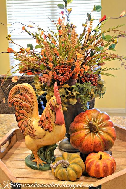 Kristen's Creations: Fall Is In The Air Diy Fall Centerpieces, Fall Centerpieces, Fall Pumpkin Crafts, Fall Table Centerpieces, Thanksgiving Decorations Diy, Fall Flower Arrangements, Fall Decor Inspiration, Fall Floral Arrangements, Fall Arrangements