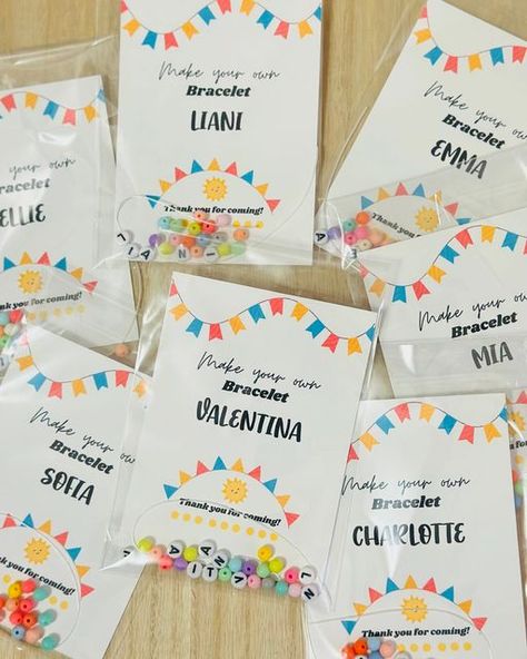 WonderCreationsbyLu on Instagram: "What a delightful idea! For a personalized and memorable party favor, consider gifting your guests a DIY bracelet-making kit that lets them create their own customized accessories with their name and fun color beads. 💎 • • • #diykit#bracelet#braceletmaking#love#partyfavor#partyfavors#diy#favorbags#partyfavors#partydecor#fungift#jewerly#kidsbracelets#picoftheday#etsyshop#sahmjob#follow#kidsfavors#girls#girlsgift" Bracelet Party Ideas, Customized Accessories, Make Your Own Bracelet, Bracelet Packaging, Birthday Activities, Beads Ideas, Bracelet Kits, Color Beads, Fun Color