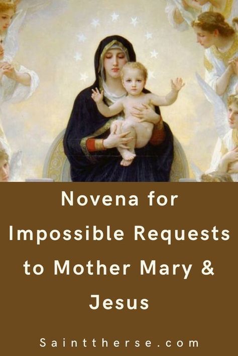 Novena for Impossible Requests to Mother Mary & Jesus #PowerfulPrayer #Catholic #MotherMary Rosary Mary Blessed Mother, Mother Mary Prayers, Novena For Impossible Requests, Faith Binder, Novena Prayers Catholic, Catholic Saints Prayers, Novenas Catholic, Manifestation Prayer, Catholic Sacraments