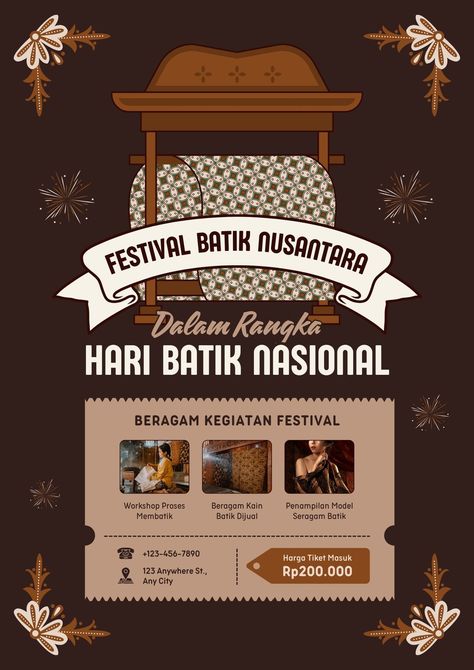 Cokelat Ilustrasi Klasik Kreatif Pameran Hari Batik Nasional Flyer - Templates by Canva Hari Batik, Design Flyers, Photo Collage Maker, Batik Design, Flyer And Poster Design, Marketing Logo, Collaborative Learning, Collage Background, Learning Management System