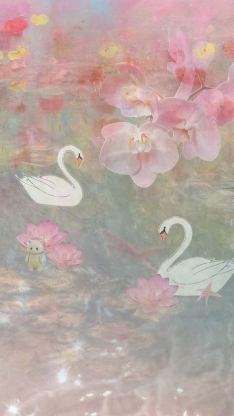 #wallpaperaesthetic #coquetteaesthetic #swanlakeaesthetic #monetaesthetic Coquette Swan Wallpaper, Pink Swan Wallpaper, Coquette Summer Wallpaper, Swan Wallpaper Aesthetic, Swan Background, Coquette Swan, Ballerina Wallpaper, Swan Wallpaper, Barbie Swan Lake