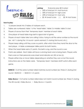 how to play bunco | teachmama.com Bunco Rules Easy, How To Play Bunco, Bunco Rules, Girls Night Out Games, Halloween Bunco, Bunco Score Sheets, Bunco Themes, Bunco Game, Teaching Mama