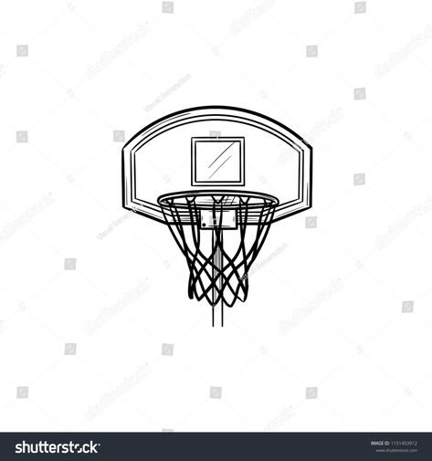 Basketball Hoop Illustration, Basketball Hoop Tattoo, Basketball Net Drawing, Basketball Hoop Drawing, Basketball Tattoo Design, Basketball Doodle, Basketball Tattoos, Hoop Net, Panther Pictures