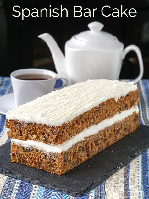 Spanish Bar Cake. A real old fashioned treat! A supermarket favourite from years ago, this simple raisin spice cake is easy to make, moist and utterly delicious. #oldfashioned #JaneParker #easybaking #scratchcake 12 Tomatoes Recipes Cakes, Raisin Spice Cake, Spanish Bar Cake Recipe, Spanish Bar, Market Bakery, Cake Bar, Bar Cake, Spice Cake Recipes, Rock Recipes