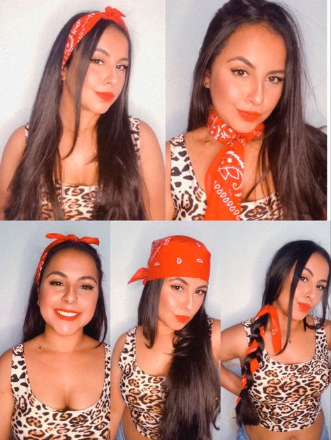 Bandana As Accessory, Bandana Styles Women, Mafia Photoshoot, Bandana Looks, Bandana Girl, Pony Hairstyles, Peinados Fáciles Para Cabello Corto, Red Bandana, Penteado Cabelo Curto