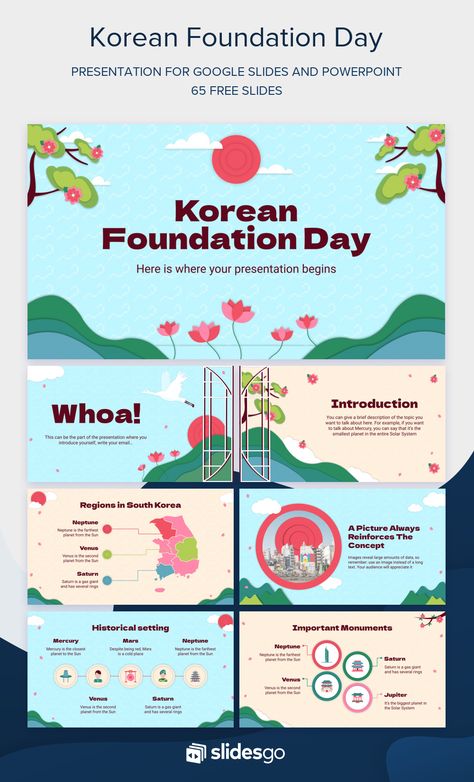 Korean Foundation Day Templet Ppt, Korean Foundation, Project Timeline Template, Free Powerpoint Presentations, Presentation Slides Design, Powerpoint Slide Designs, October 3rd, Slides Design, Timeline Infographic