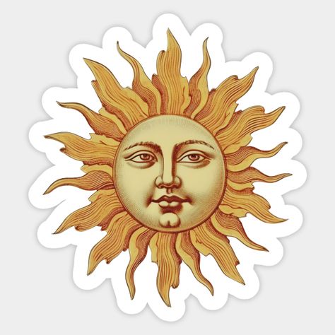 Sun With Face Art, Celestial Aesthetic, Retro Vintage Aesthetic, Vintage Celestial, Sun Sticker, Aesthetic Sun, Dad Tattoo, Cartoon Sun, Sun Painting