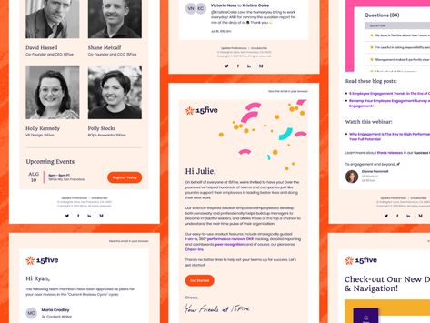 15Five Emails by Ben Grossblatt for 15Five on Dribbble Email Design Inspiration, Html Email, Learning Design, Employee Engagement, Email Design, Creative Professional, Over The Years, Blog Posts, Design Inspiration