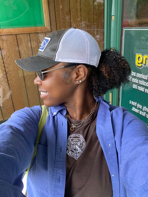 #naturalhairstyles #hat #blackgirlshairstyles #summer Black Girls Hairstyles, Trucker Hat, Caps Hats, Natural Hair Styles, Fashion Outfits, Hats, Hair Styles, Hair