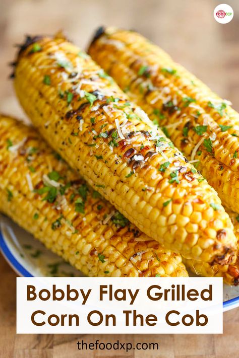 Corn On The Cob Recipe, Snacks To Eat, Bobby Flay Recipes, Grilled Corn On The Cob, Tv Recipes, Chef Inspired Recipes, Boiled Corn, Flavored Butter, Appetizer Ideas