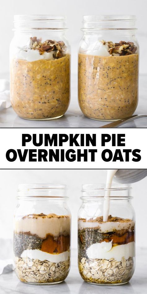 Pumpkin pie overnight oats recipe Pumpkin Pie Overnight Oats Clean Food Crush, Pumpkin Overnight Chia Pudding, Healthy Pumpkin Overnight Oats Recipe, Overnight Oats Recipe Pumpkin, Pumpkin Overnight Oats With Chia Seeds, Gluten Free Pumpkin Overnight Oats, Pumpkin Spice Overnight Oats Almond Milk, Pumpkin Pie Cheesecake Overnight Oats, Pumpkin Puree Overnight Oats