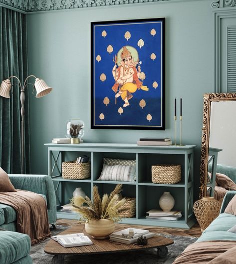 Excited to share the latest addition to my #etsy shop: Painting of Lord Ganesha- Hindu God- Indian Pichwai Painting, Painting for Living Room, Painting for Office, Home Decor- Artwork- Art https://etsy.me/2QAfVJg #blue #orange #unframed #bedroom #religious #vertical #a Painting Of Lord Ganesha, Traditional Wall Paint, Painting For Office, Shop Painting, Pichwai Painting, Living Room Painting, Home Decor Artwork, Room Painting, Pichwai Paintings