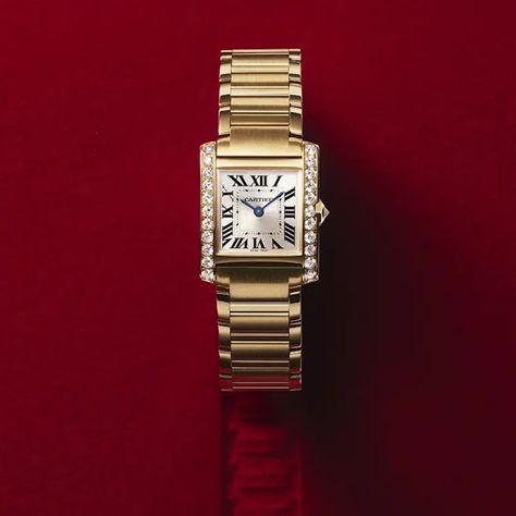 Cartier Tank Watch, Cartier Tank Francaise, Tank Watch, Gold Watches Women, Dream Watches, Cartier Tank, New Tank, Hand Watch, Cartier Watch