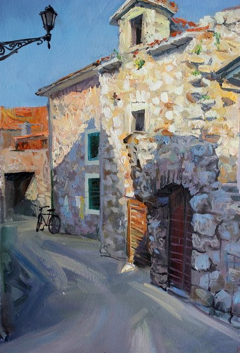 Oil painting old street ORIGINAL art Landscape old town Beige | Etsy Oil Painting Old, Painting Old, Watercolor Art Diy, Building Painting, Street Painting, Art Stone, Architecture Painting, Impasto Painting, Old Street