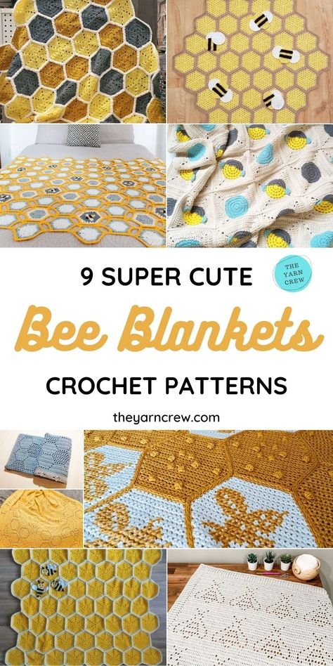 Bee Blanket Crochet, Bee Blanket, Bee Baby Blanket, Honeycomb Blanket, Yarn Bee, Crochet Blanket Designs, Crochet Bee, Crochet Quilt, Haken Baby