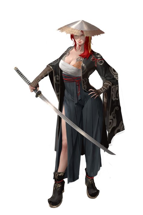 ArtStation - Yakuza Female Swordsman, 3d Karakter, Female Samurai, Modele Fitness, Female Artwork, Female Armor, Pix Art, Samurai Armor, Female Knight