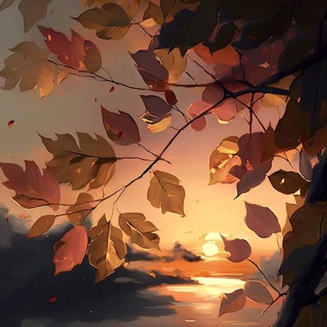 Autumn Music, Fall Music, Dreamy Landscapes, Autumn Scenery, Shades Of Gold, Sunset Painting, Ethereal Beauty, The Sunset, Autumn Theme