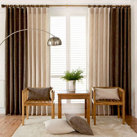 European Pastoral Style Curtain Solid Color Thicken Polyester Stitching Curtains Beige And Coffee Curtain (One Panel) Curtain Styles Living Room, Brown Curtains Living Room, Beige Curtains Living Room, Curtains Beige, White Curtains Bedroom, Brown Curtains, Beige Curtains, Elegant Living Room Decor, Beige Living Rooms