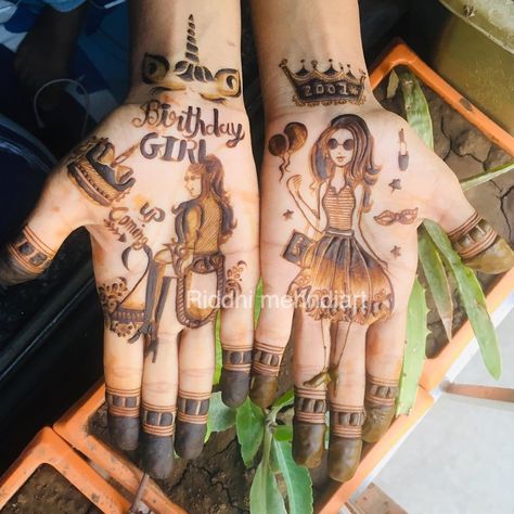 Birthday Mahedi Design, Birthday Mehndi Designs Simple, Birthday Mhendi, Birthday Mehndi Design, Birthday Mehndi Designs, Figure Mehndi Designs, Birthday Mehndi, Mehndi Tips, Mehandi Practice