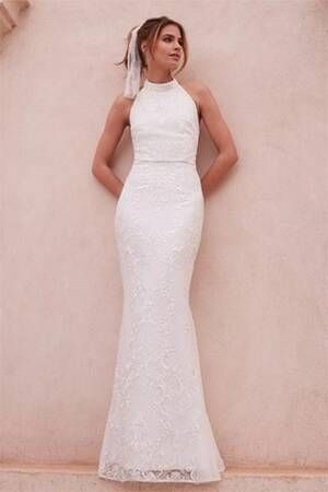 10 of the best high street wedding dresses to buy now - Photo 10 Book Pinterest, High Street Wedding Dresses, Bridal Maxi Dress, Street Wedding, Informal Wedding Dresses, Short Wedding Dresses, High Neck Maxi Dress, White Bridesmaid, Dresses Unique