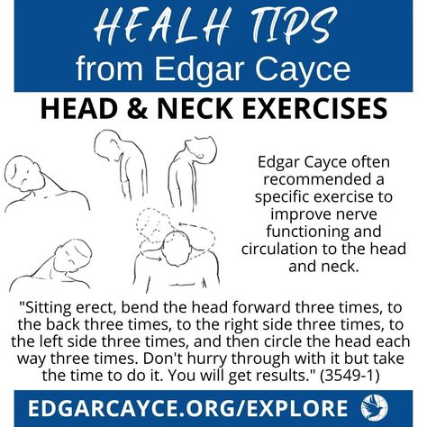 Edgar Cayce, Neck Exercises, Stretching Exercises, Neck Stretches, Head And Neck, Stretching, Health Tips, Health, Design